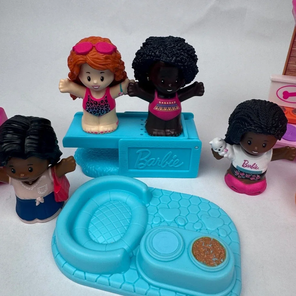 Fisher Price Little People Barbie Figures 8 Lot House Vet Cat